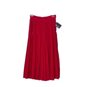 Vintage Bay Club Pleated Red High Waist Midi Skirt-NWT